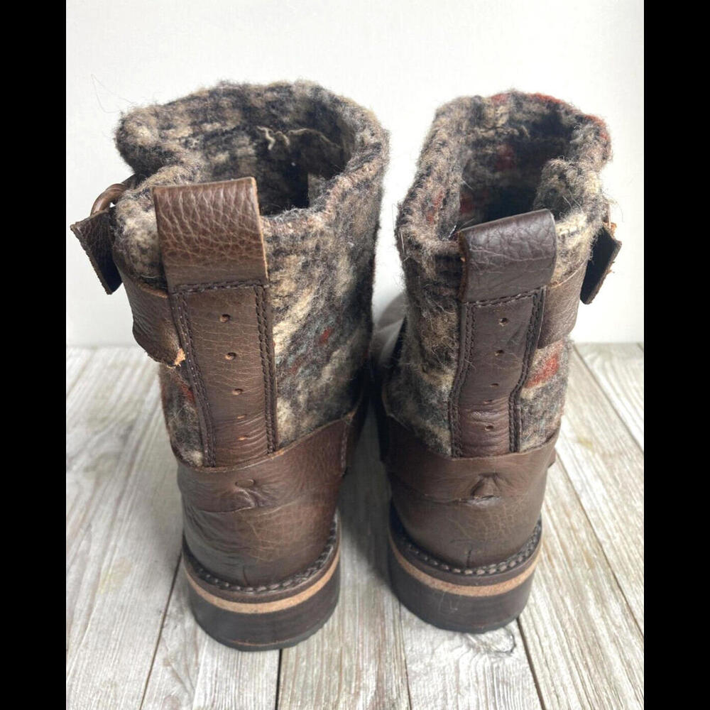 WOOLRICH BALTIMORE Harness Brown Leather Wool Boots US 8 Women's Buckle Boot - Picture 5 of 9